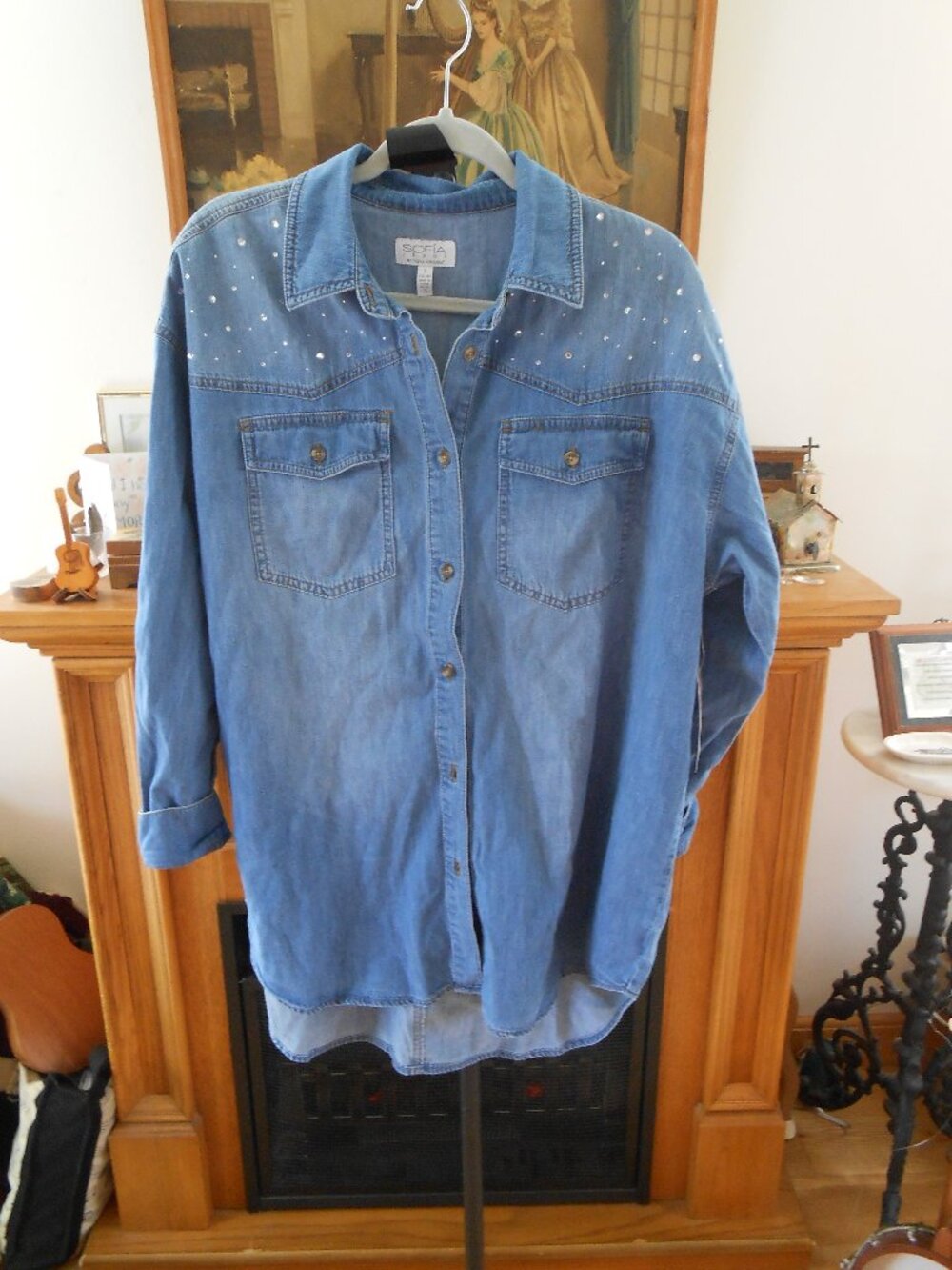 SOFIA JEANS BY SOFIA VERGARA OVERSIZED BF SHIRT-WOMEN'S SIZE LARGE